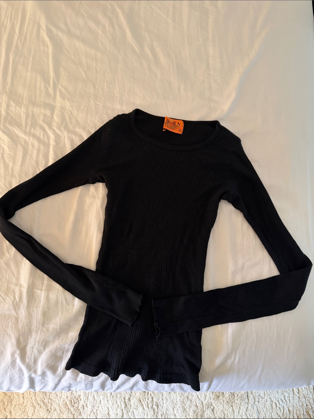 Juicy Couture Black Ribbed Long-Sleeve Tee